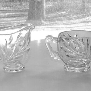 Vintage Indiana Glass Willow Clear Creamer And Open Sugar Bowl